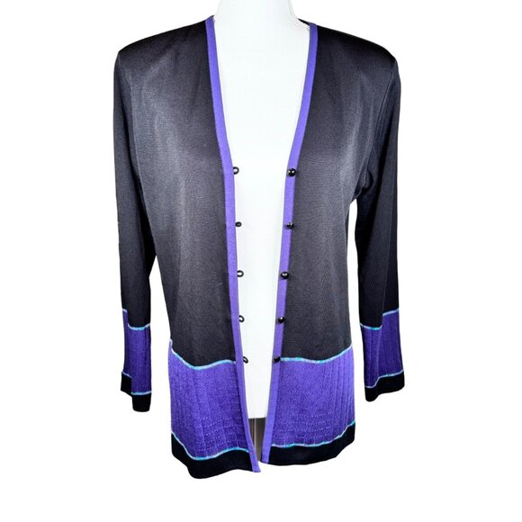 Exclusively Misook Petite Med V Neck Cardigan Jacket‎ Button Loop Closure - Picture 1 of 7